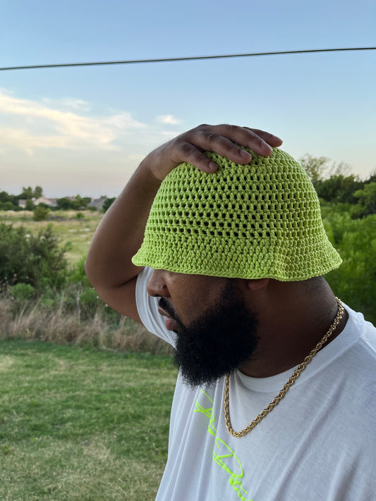 Crochet Bucket Hat - Lime Green