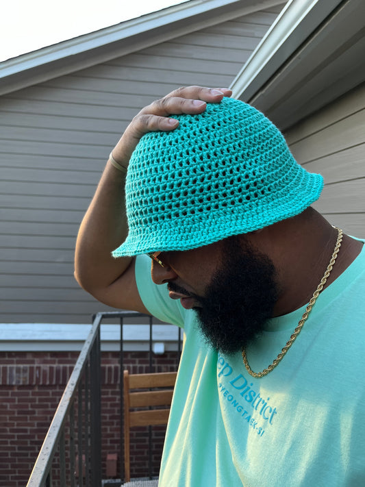 Crochet Bucket Hat - Teal-ish